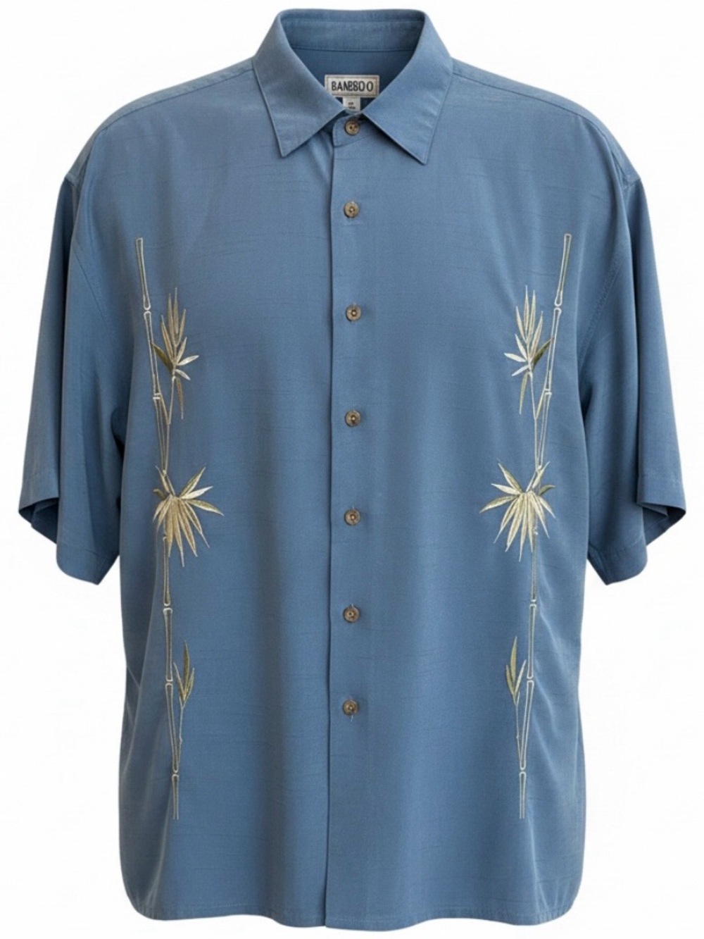 Bamboo Cay Men’s Blue Bamboo Embroidered Resort Shirt Size Large